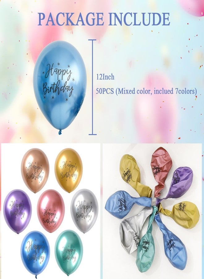 AzsVbvs Colorful Happy Birthday Balloons, 50PCS 12inch Metallic Helium Balloons for Birthday Baby Shower Wedding Party Supplies Arch Garland Decoration, Mixed Color - Image 2